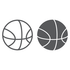 Aufkleber - Basketball line and glyph icon, sport and equipment, ball sign, vector graphics, a linear pattern on a white background.