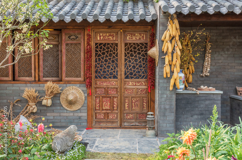 Fotografie, Obraz Exterior of Chinese farm house in China. Oriental background
