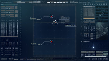 Poster - Futuristic motion element user interface information technology virtual biomedical holographic human body scan diagnostic with data and telemetry head up display for background computer desktop screen