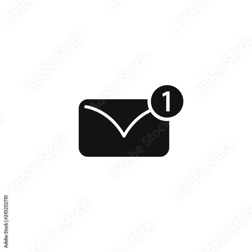 Fotografía One new message. vector black symbol EPS10