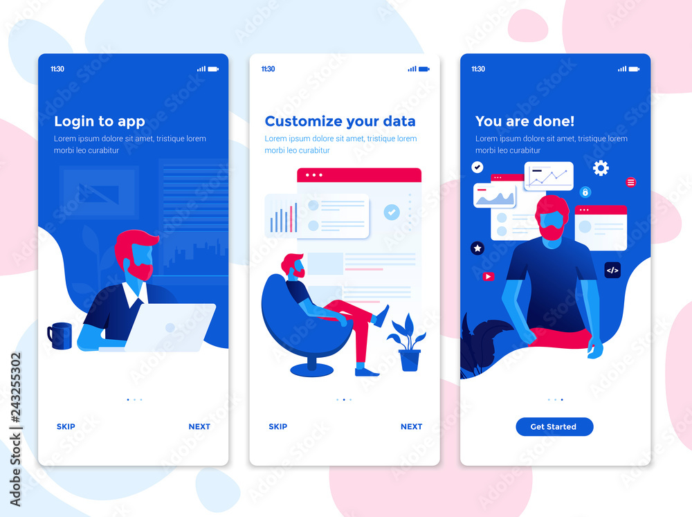 Modern user interface UX, UI screen template for mobile smart phone ...