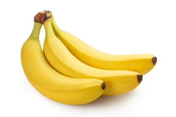 Wall Mural - Bunch of ripe yellow bananas, isolated on white background