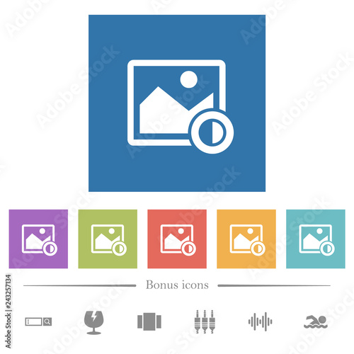 Fotografie, Obraz Adjust image contrast flat white icons in square backgrounds