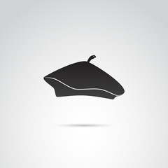 Wall Mural - beret, hat vector icon on white background.