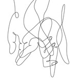 Fototapeta Tulipany - continuous line drawing of hands