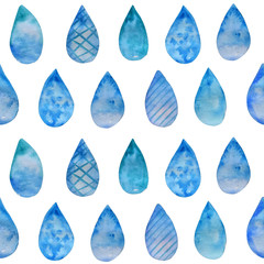 Wall Mural - Watercolor Seamless pattern of drops.