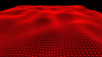 Poster - Abstract red polygonal space. Molecular structure and communication. Network connection structure. Big data digital background. 3d rendering.