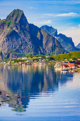 Sticker - Fjord and mountains landscape. Lofoten islands Norway