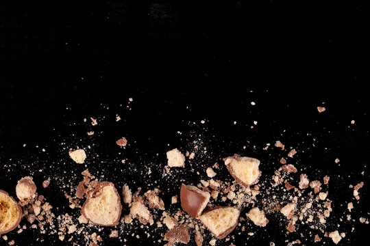 Chocolate treats smashed into pieces