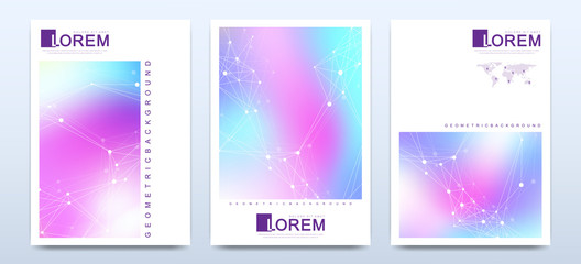 Aufkleber - Modern vector template for brochure, leaflet, flyer, cover, catalog in A4 size. Abstract fluid 3d shapes vector trendy liquid colors backgrounds set. Colored fluid graphic composition illustration