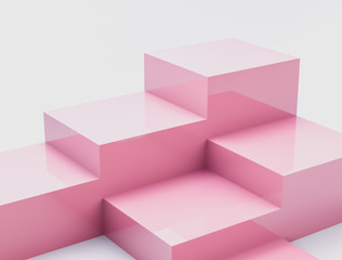 Poster - Abstract 3d composition. Pastel Pink podium backdrop for product display with geometric 3d cube.