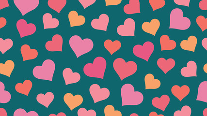 Wall Mural - Hearts seamless pattern Valentine's day background Colored Living Coral 