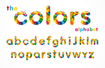 Vector of stylized colorful bubbles font and alphabet. Set of colored letters logo, business graphic symbols template