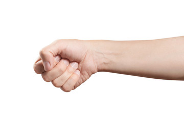 Male fist, isolated on white background