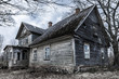 Deteriorated abandoned haunted old house.