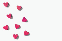 Isolated Pink Hearts On White Background