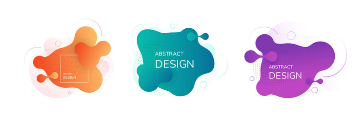 Poster - Abstract Gradient geometric banners with flowing liquid shapes.