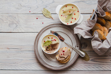 Wall Mural - Homemade Pâté baked in terrine made from chicken liver, with pink pepper and province herbs.