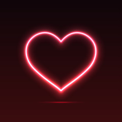 neon heart. bright neon light. empty template. valentines day. womens day. vector eps10