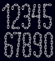 Poster - Vector numbers, modern numerals set. Created using connected chain link.