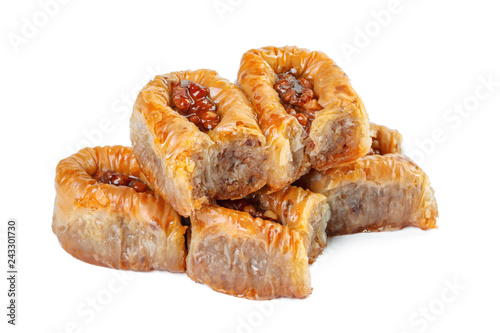 Fotografie, Obraz Turkish Ramadan Dessert Baklava isolated on white