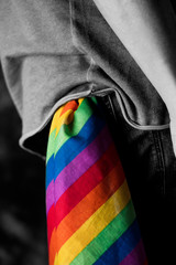 Poster - man with a rainbow-patterned handkerchief