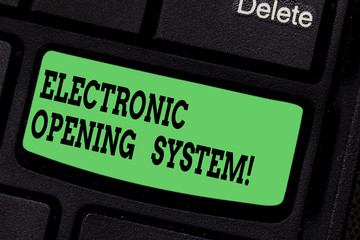 Handwriting text writing Electronic Opening System. Concept meaning Electronic access control system Keycards Keyboard key Intention to create computer message pressing keypad idea