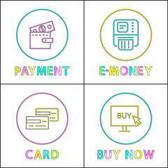 Aufkleber - online commerce and shopping round linear icons