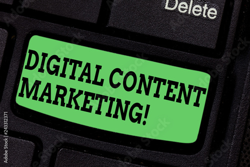 handwriting text writing digital content marketing concept meaning distributing content to a targeted audience online keyboard key intention to create computer message pressing keypad idea buy this stock photo and explore adobe stock