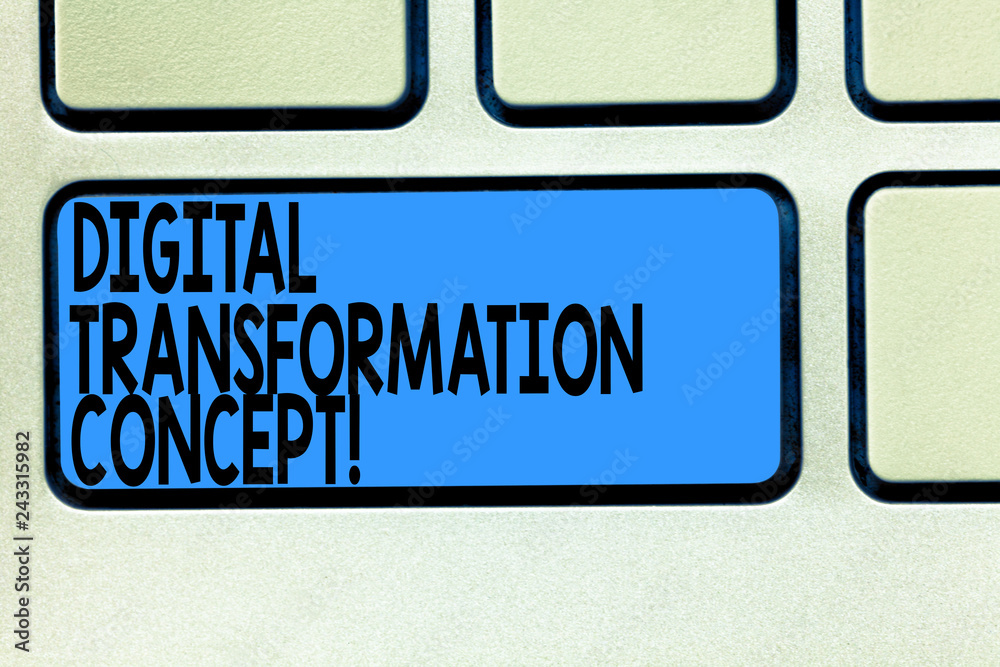 Handwriting text Digital Transformation Concept. Concept meaning Going paperless Use of digital ...