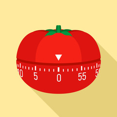 Poster - Tomato kitchen timer icon. Flat illustration of tomato kitchen timer vector icon for web design
