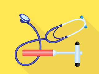 Poster - Stethoscope medical hammer icon. Flat illustration of stethoscope medical hammer vector icon for web design