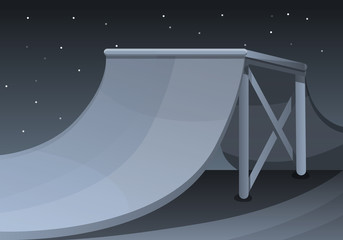 Wall Mural - Skate park at night concept background. Cartoon illustration of skate park at night vector concept background for web design