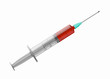 Medical syringe with injection. Isolated on white background