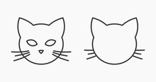 Cat Head Face Line Icons.