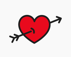 Wall Mural - Heart hit by an arrow icon.
