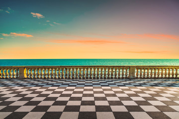 Canvas Print - Mascagni Terrazza terrace at sunset. Livorno Tuscany Italy