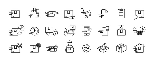 Shipping and delivery service vector icon set