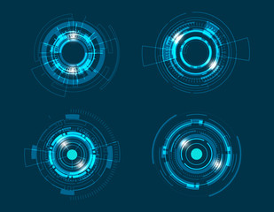 Poster - vector icon set technology circle design.