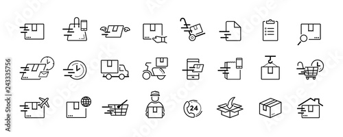Cuadros en Lienzo Shipping and delivery service vector icon set