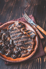 Canvas Print - Beef steak with porcini mushrooms