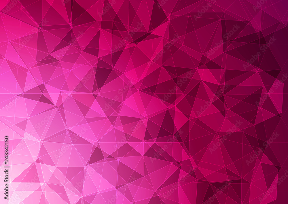 Banner with a polygonal pattern in pink. - obrazy, fototapety, plakaty 