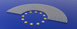© Rawf8 - European Union parliament seats and yellow stars circle on blue background. 3d illustration