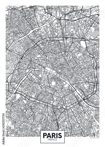 Fotomural City map Paris, travel vector poster design
