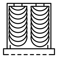 Sticker - Velvet curtain icon. Outline velvet curtain vector icon for web design isolated on white background