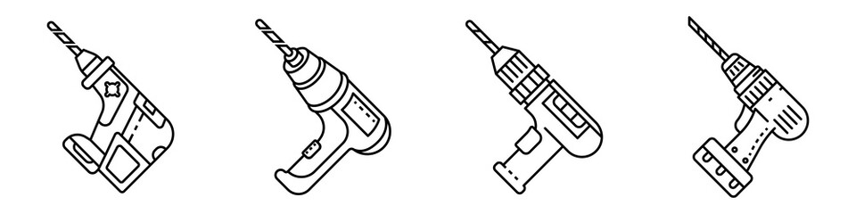 Poster - Drilling machine icons set. Outline set of drilling machine vector icons for web design isolated on white background