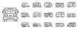 Motorhome icons set. Outline set of motorhome vector icons for web design isolated on white background