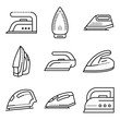 © ylivdesign - Smoothing-iron icons set. Outline set of smoothing-iron vector icons for web design isolated on white background