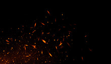 Perfect Fire Particles Embers Sparks On Black Background . Texture Overlays.
