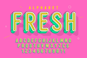Aufkleber - Comical linear font design, colorful alphabet, typeface